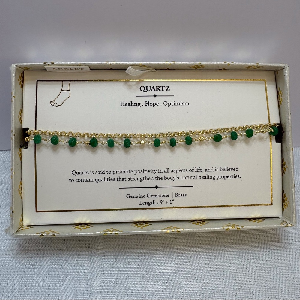 Shivam Green and Gold Quartz Ankle
